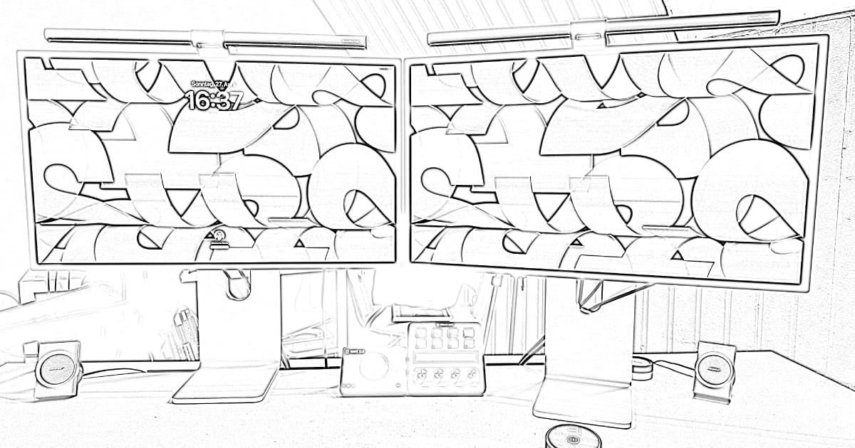 Illustration Computer- Arbeitsplatz Kreativdeck