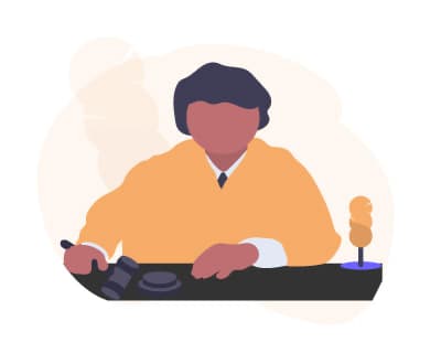 Die Illustration von Richter auf der Richterbank- steht symbolisch für die Wichtigkeit einer professionellen Gestaltung der Website für Anwälte und Steuerberater.