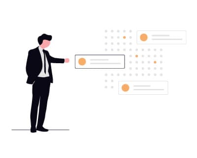 Illustration eines Entscheidungsprozesses in Unternehmen – steht symbolisch für die strategische Entwicklung von Websites, die auf Branche, Zielgruppe und Funktion abgestimmt sind
